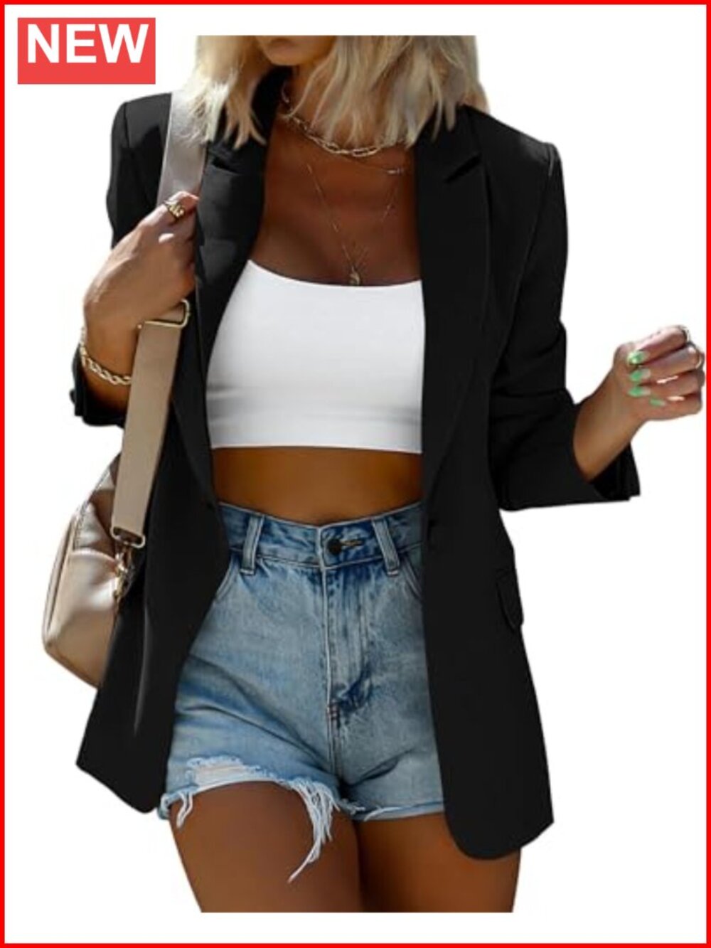Women's Business Casual Blazer Jacket Twill Lined Button Front Lapel